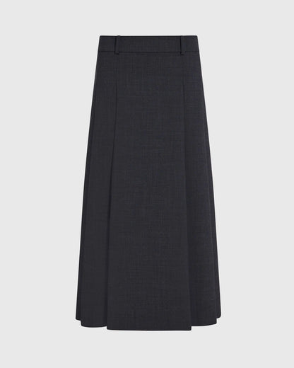 Wool Blend Pleated Midi Skirt