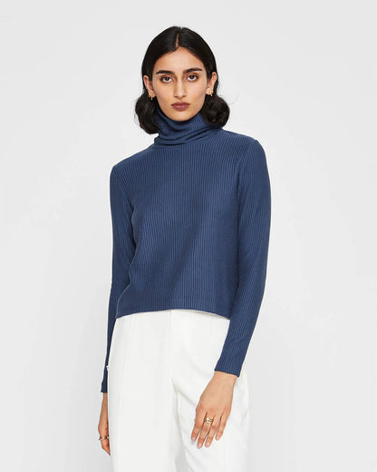 Meredy Rib-Knit Turtleneck Top