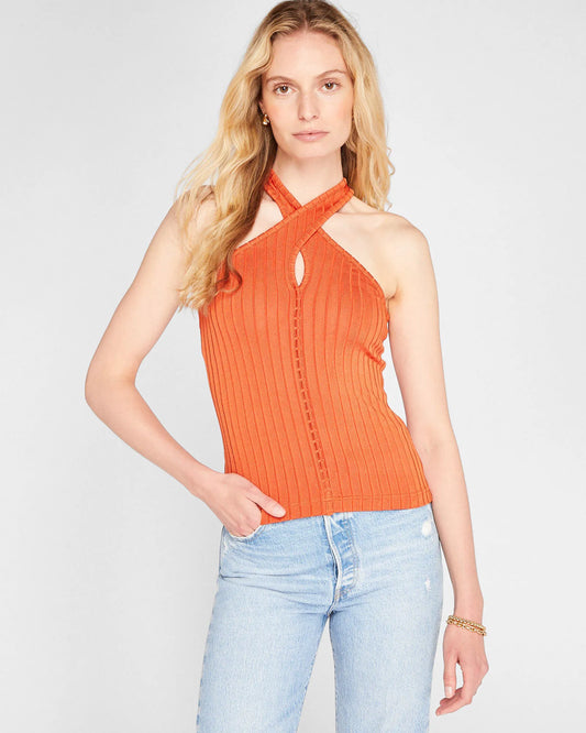 Shiny Wide Rib Halter Top