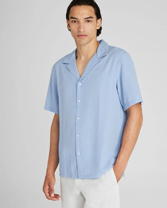 Short Sleeve Camp Collar Seersucker Shirt