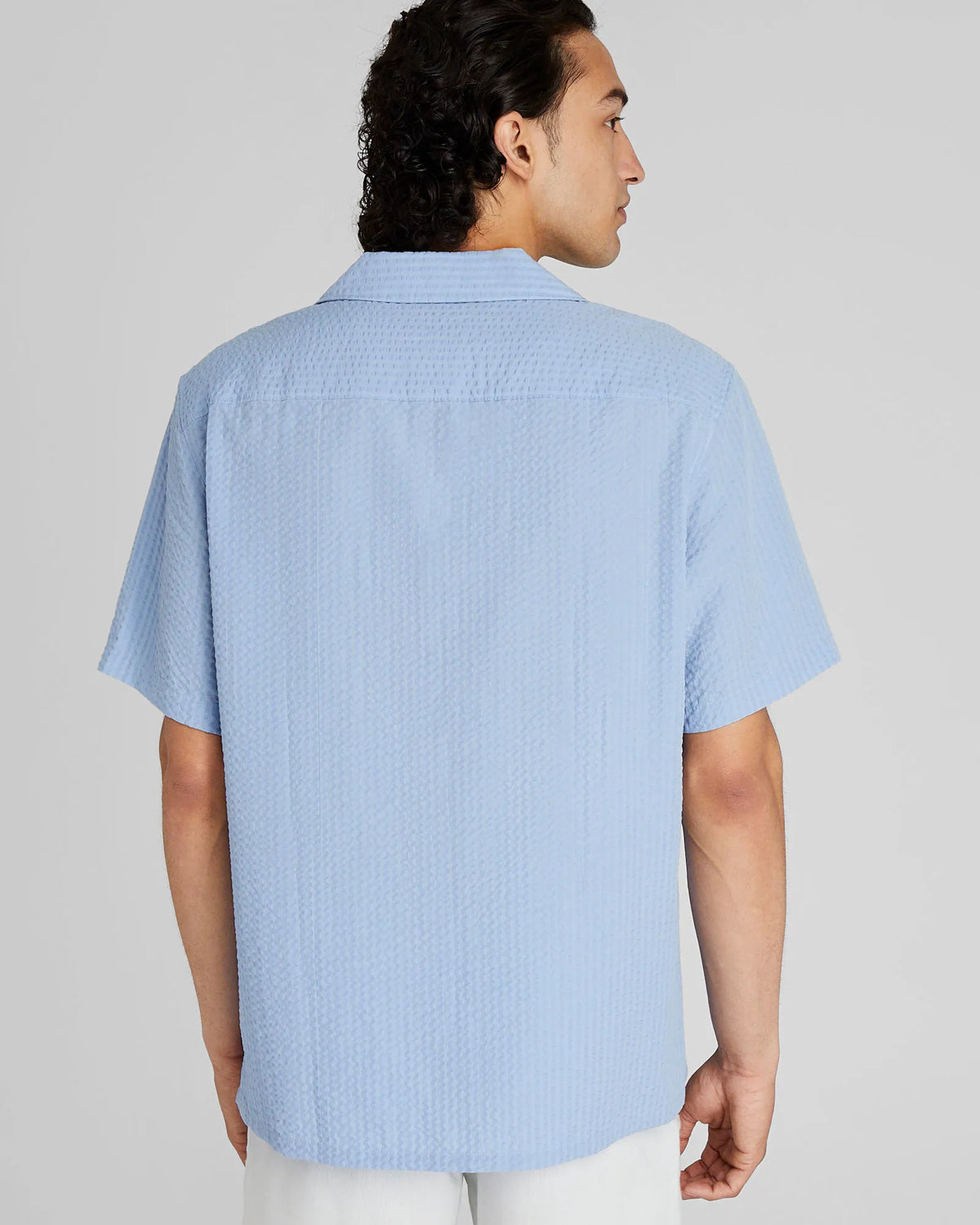 Short Sleeve Camp Collar Seersucker Shirt