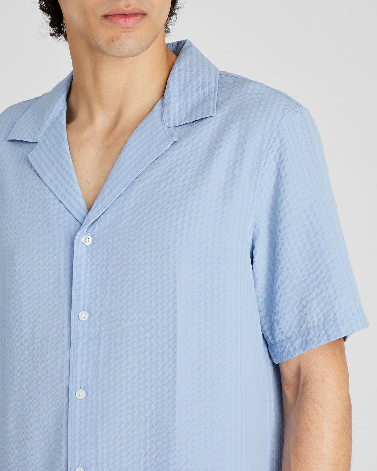 Short Sleeve Camp Collar Seersucker Shirt