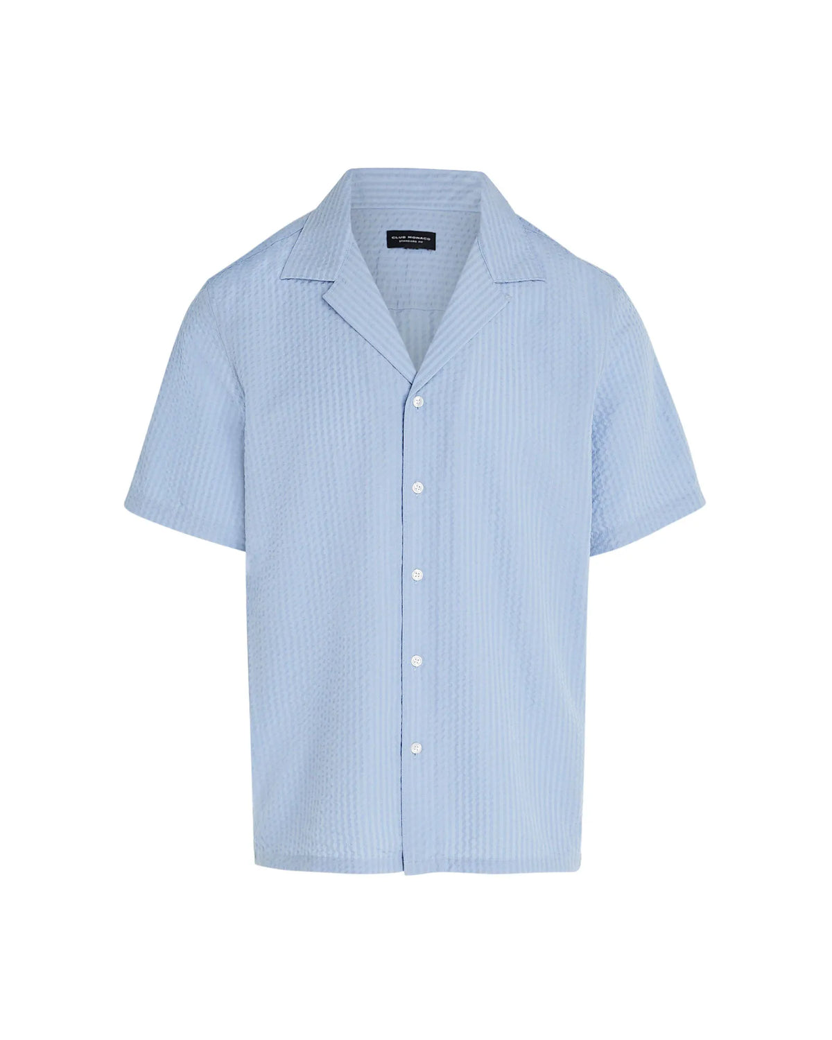 Short Sleeve Camp Collar Seersucker Shirt