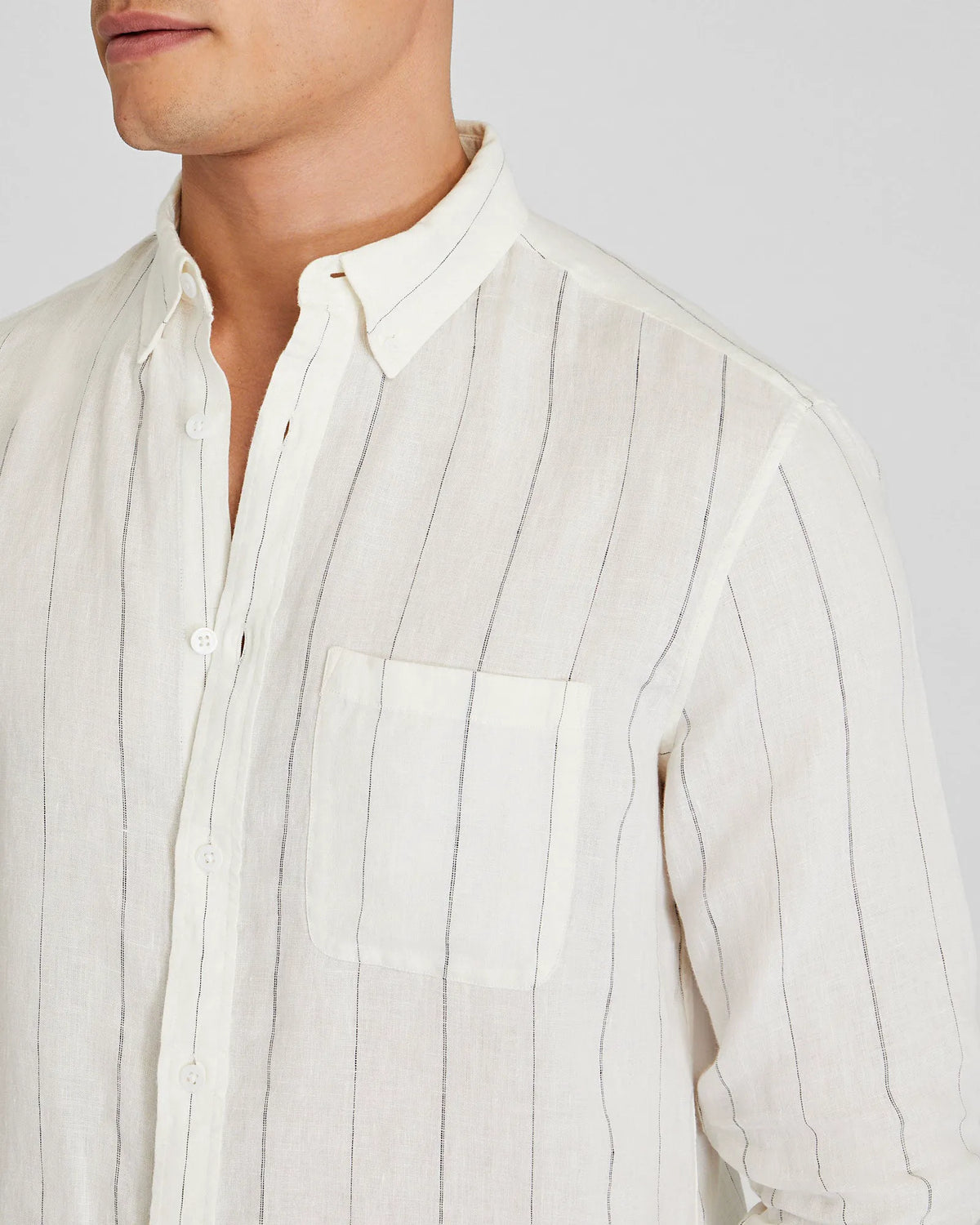 Long Sleeve Wide Stripe Linen Shirt