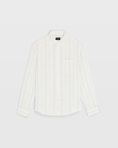 Long Sleeve Wide Stripe Linen Shirt
