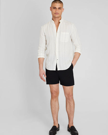 Long Sleeve Wide Stripe Linen Shirt