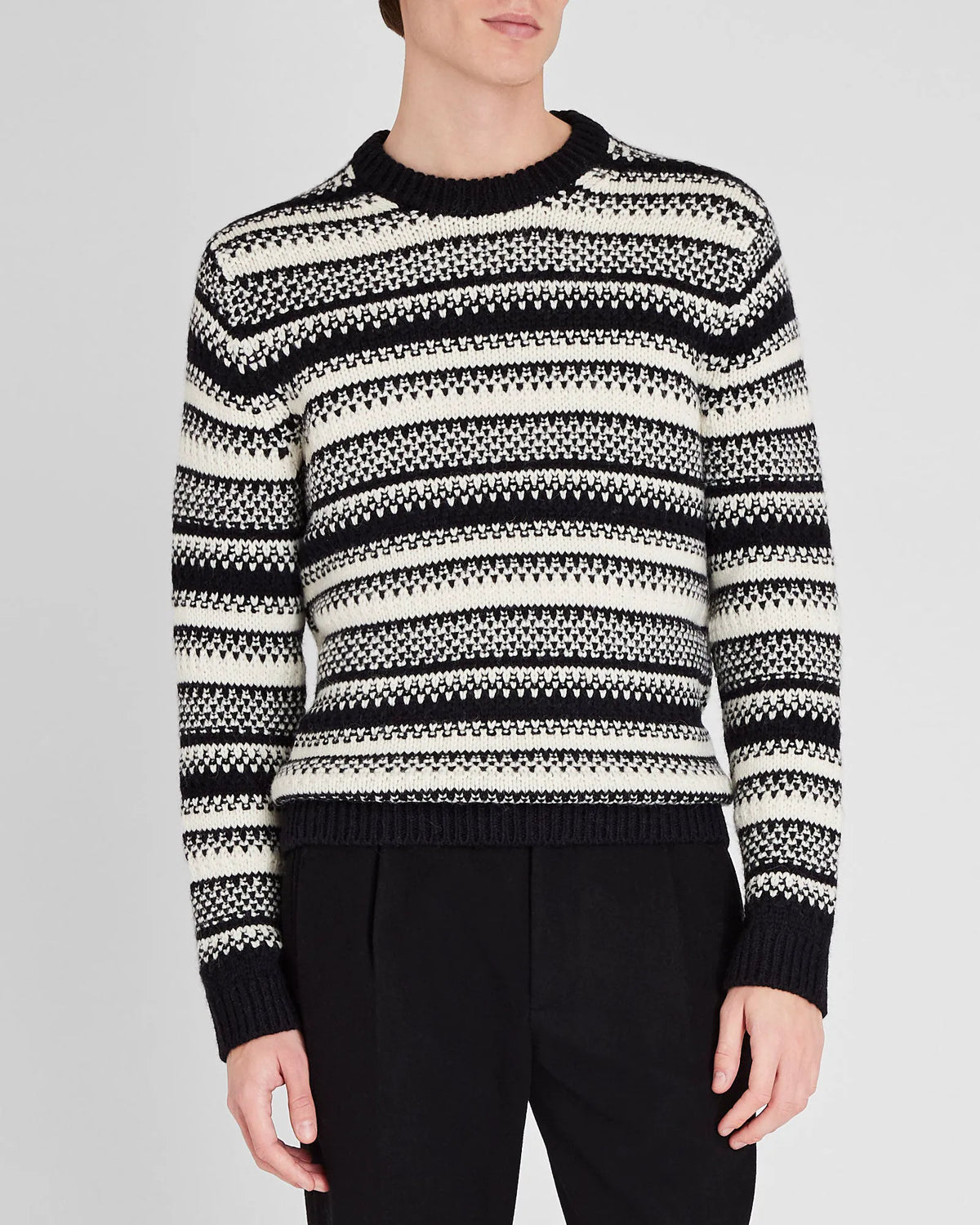 Textured Striped Crewneck