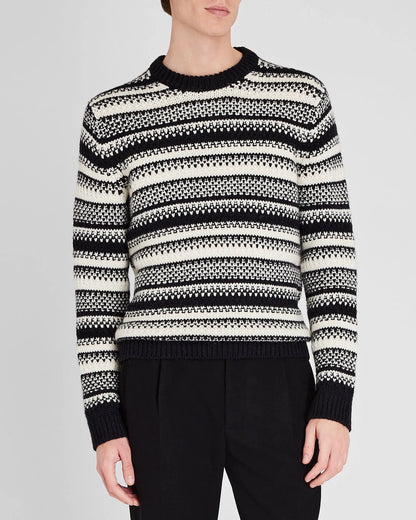 Textured Striped Crewneck