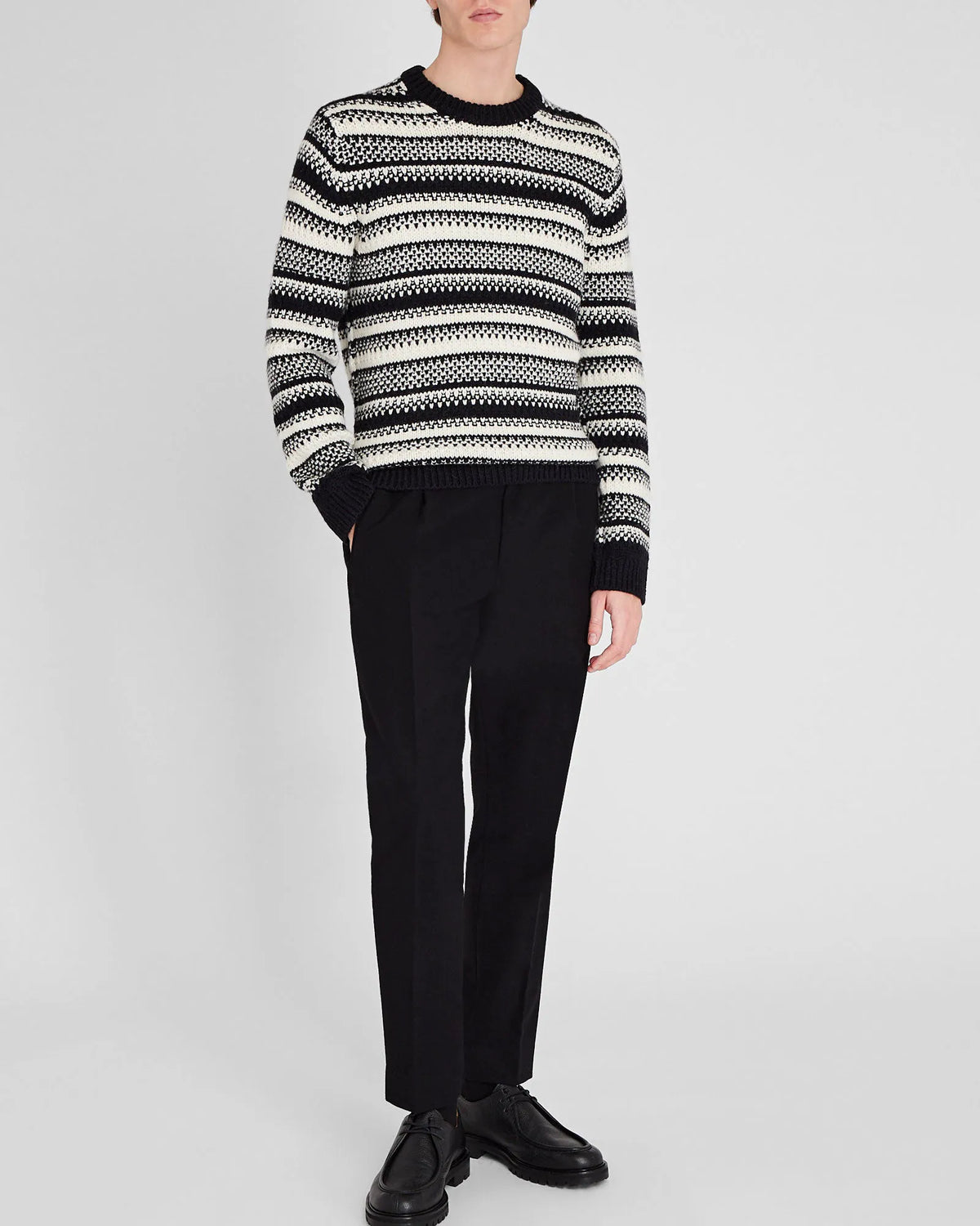 Textured Striped Crewneck