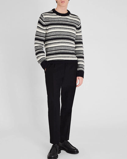 Textured Striped Crewneck