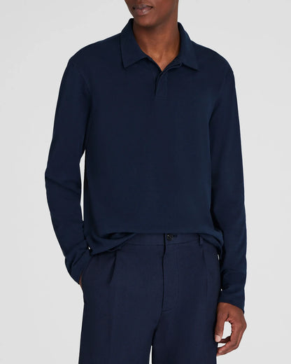 Long-Sleeve Brushed Cotton Polo
