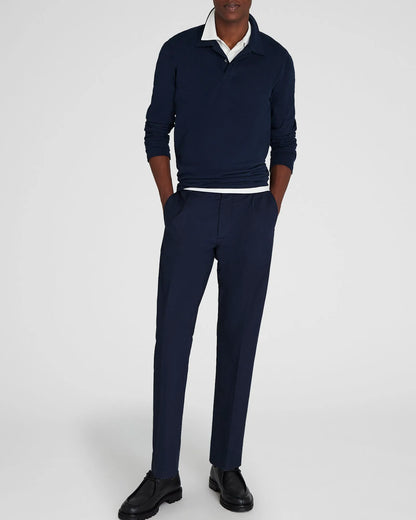 Long-Sleeve Brushed Cotton Polo