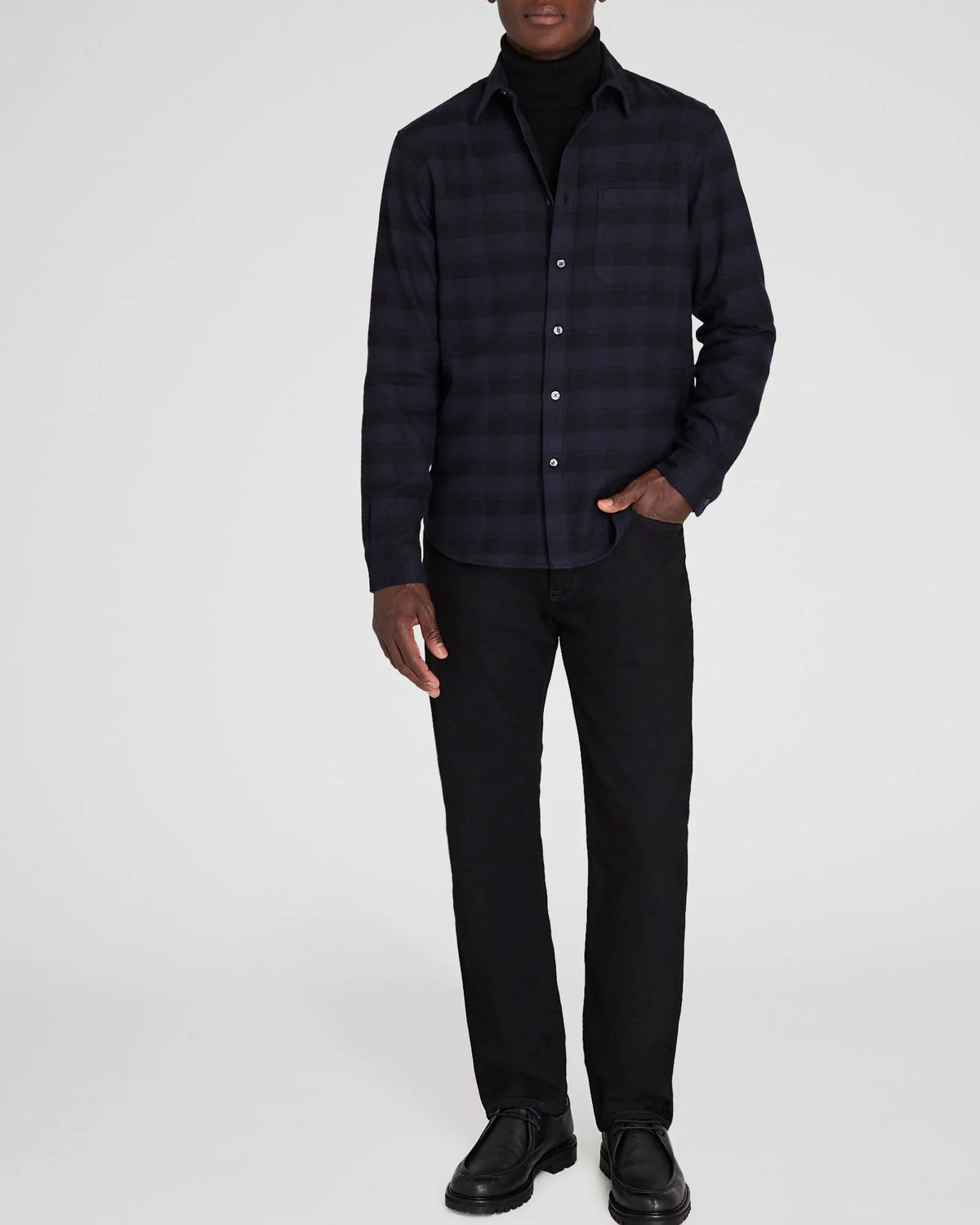 Tonal Plaid Lightweight Flannel Shirt
