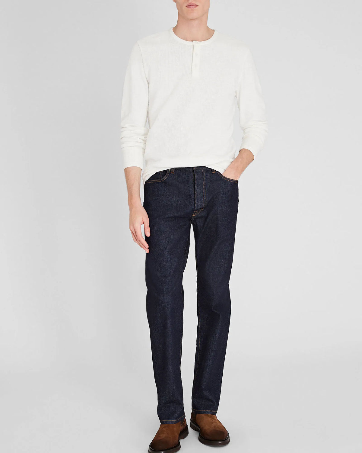 Textured Rib Long-Sleeve Henley
