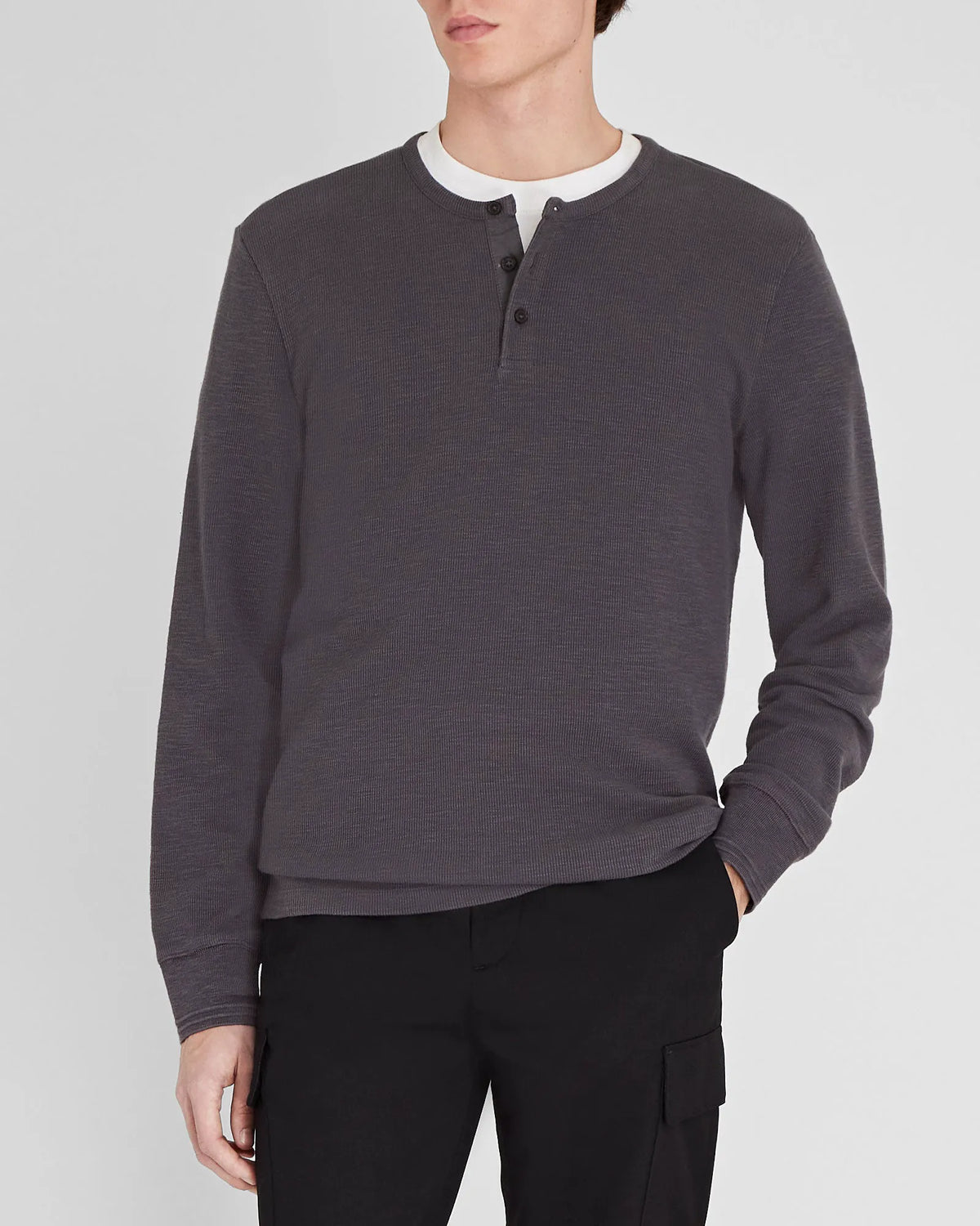 Textured Rib Long-Sleeve Henley