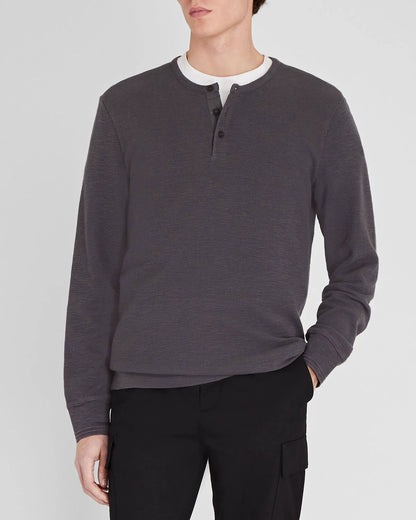 Textured Rib Long-Sleeve Henley