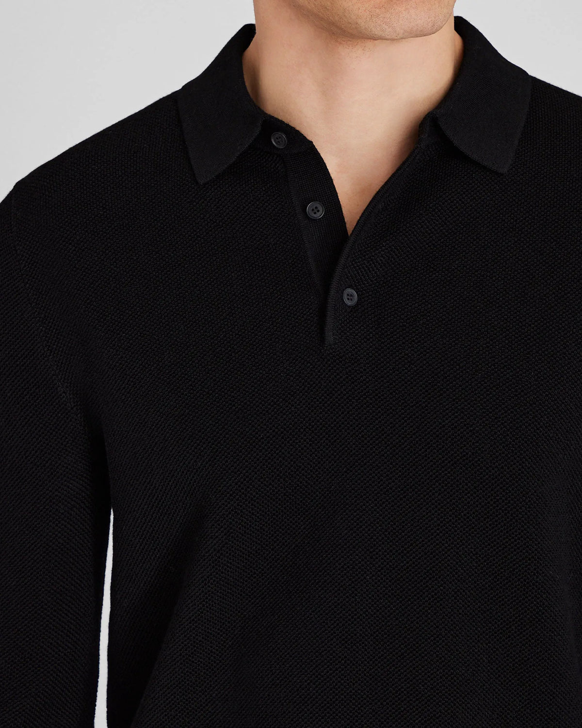 Long-Sleeve Stitch Wool Polo