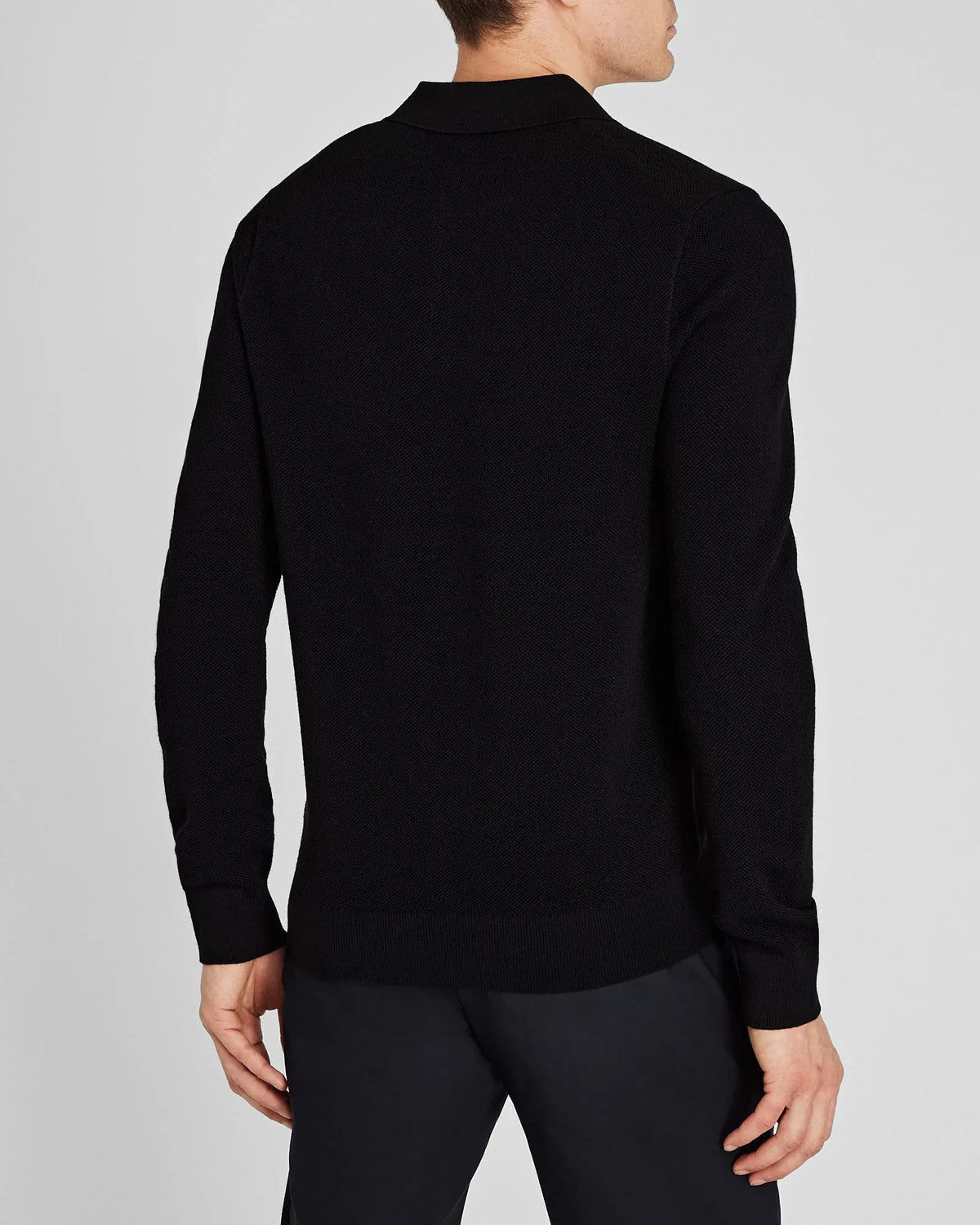 Long-Sleeve Stitch Wool Polo