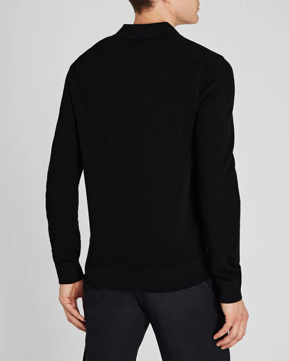 Long-Sleeve Stitch Wool Polo