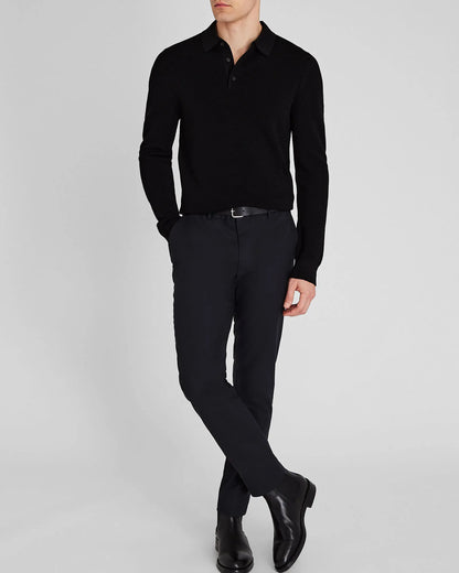 Long-Sleeve Stitch Wool Polo