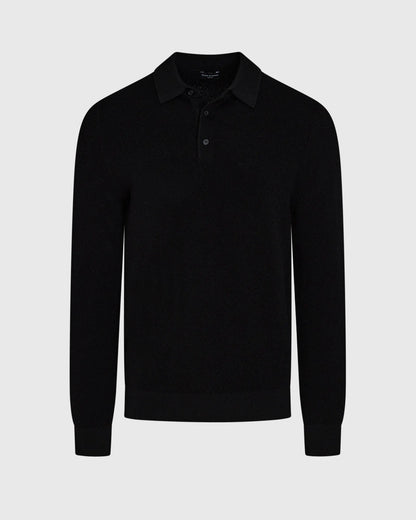 Long-Sleeve Stitch Wool Polo