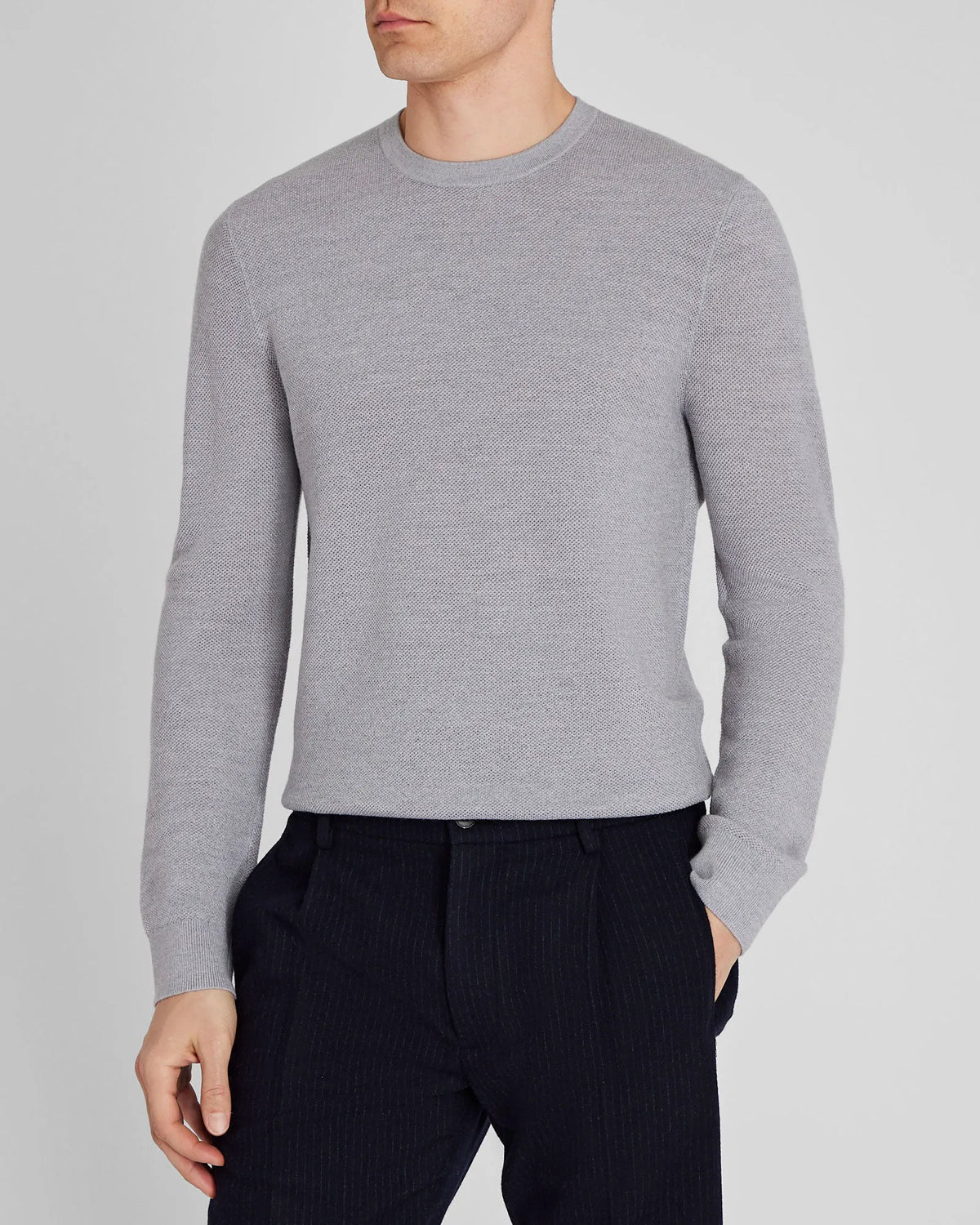 Wool Long-Sleeve Stitch Crew