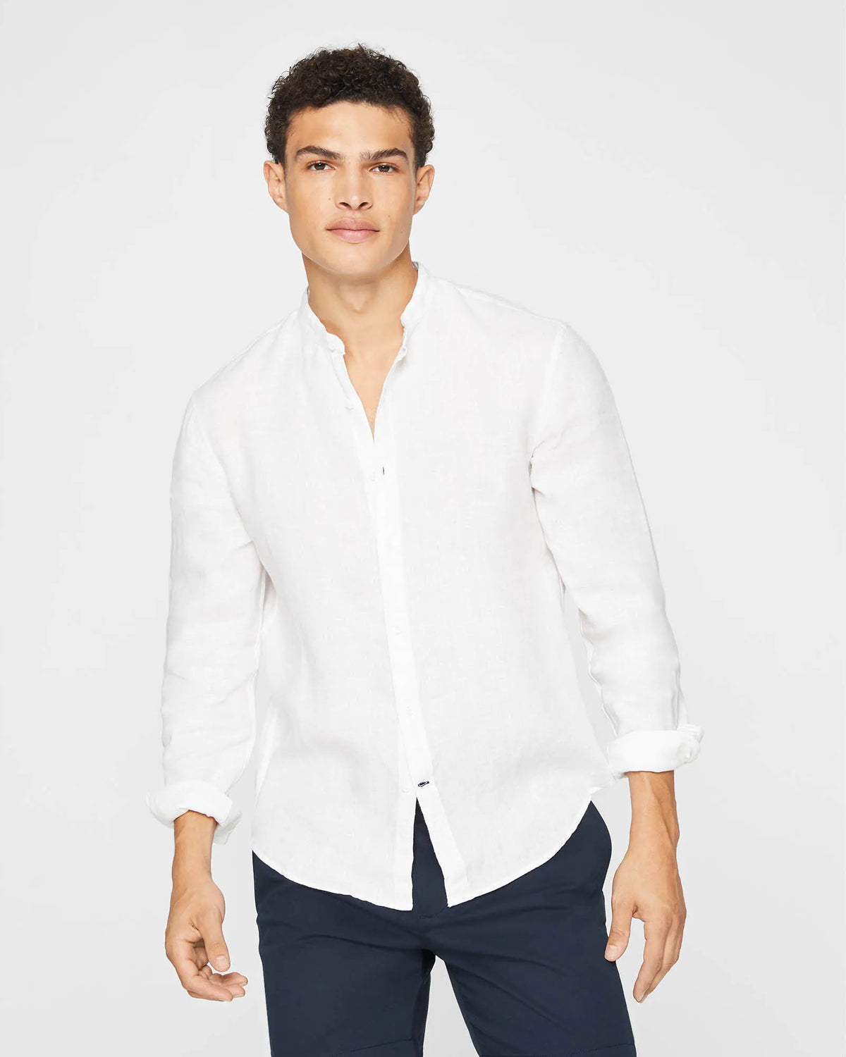 Band Collar Linen Shirt