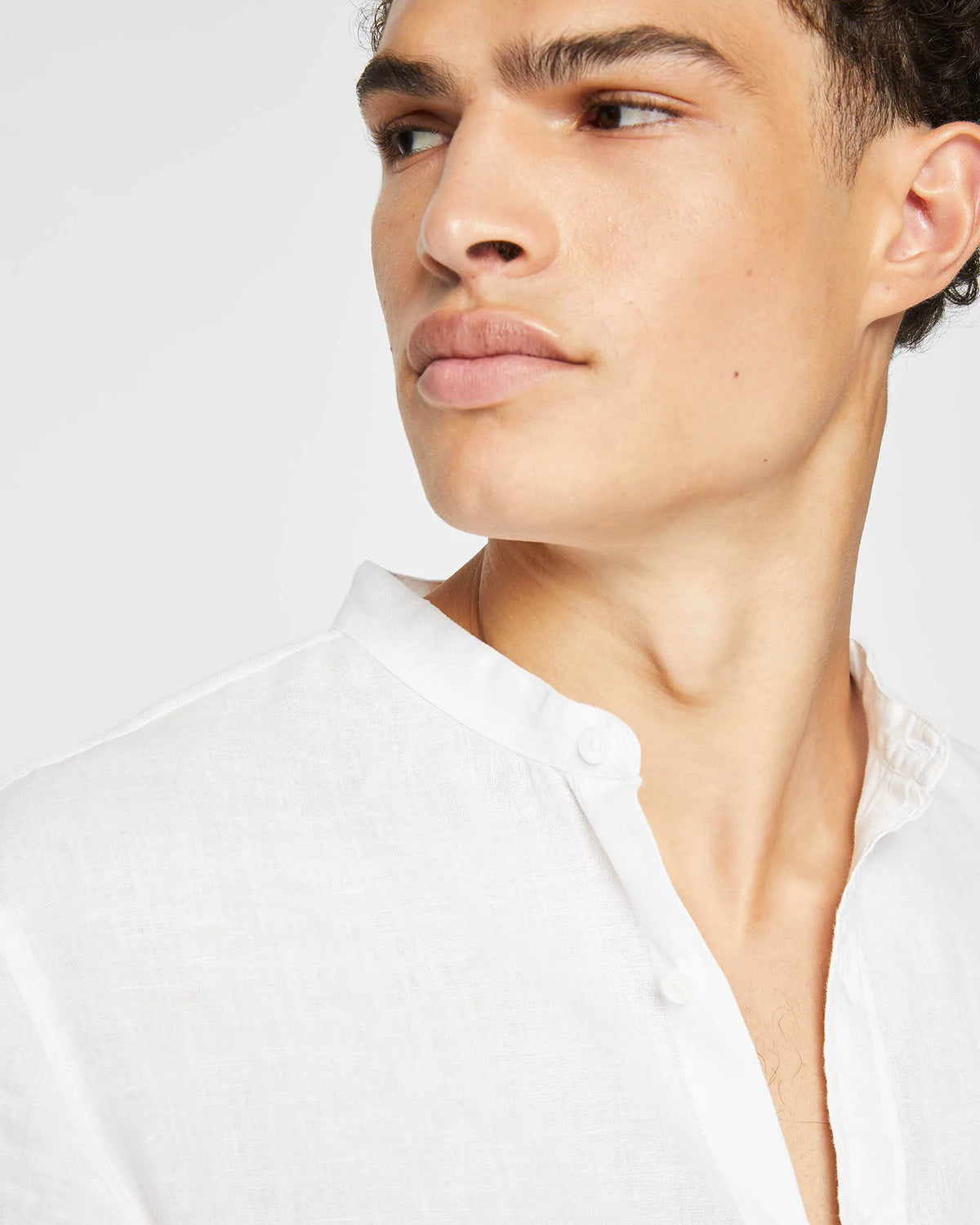 Band Collar Linen Shirt