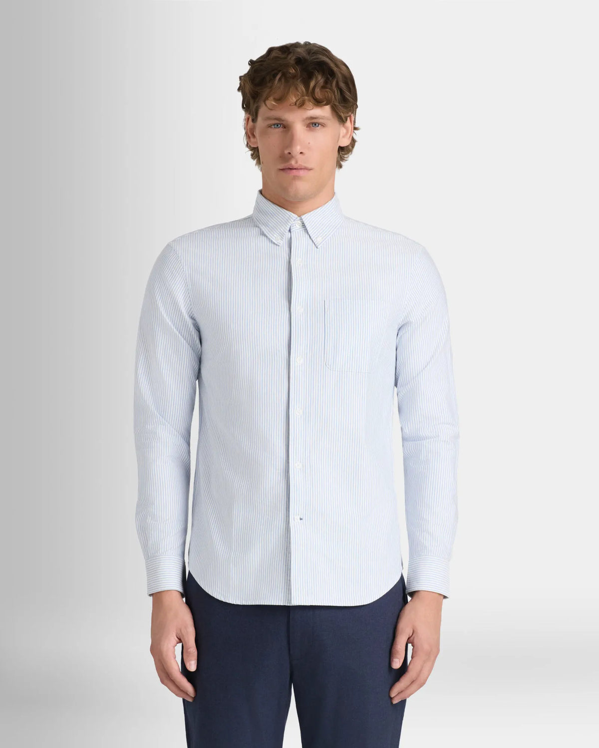 Long-Sleeve Striped Oxford Shirt