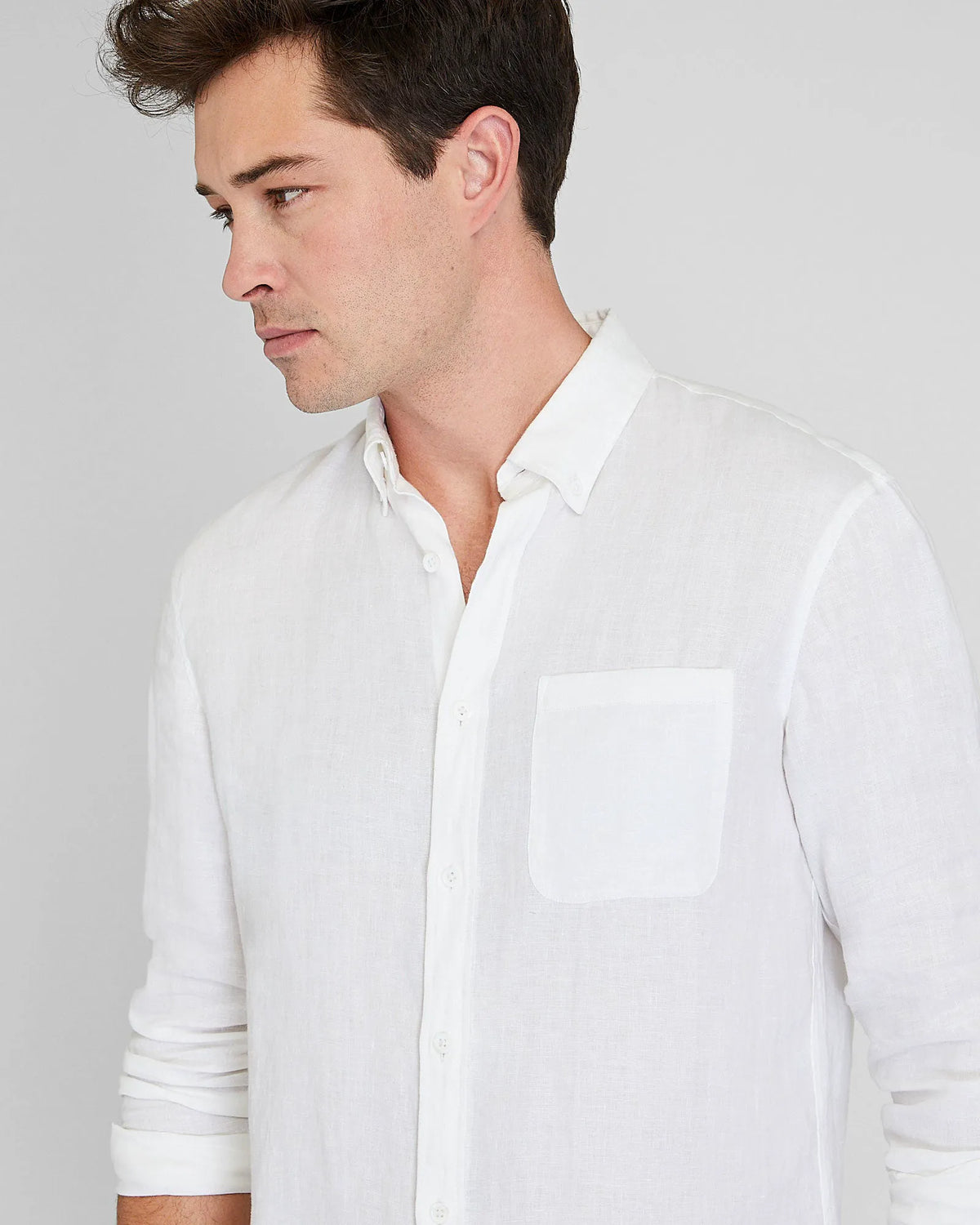 Long-Sleeve Solid Linen Shirt