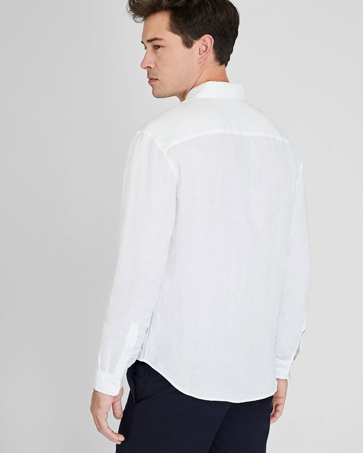 Long-Sleeve Solid Linen Shirt