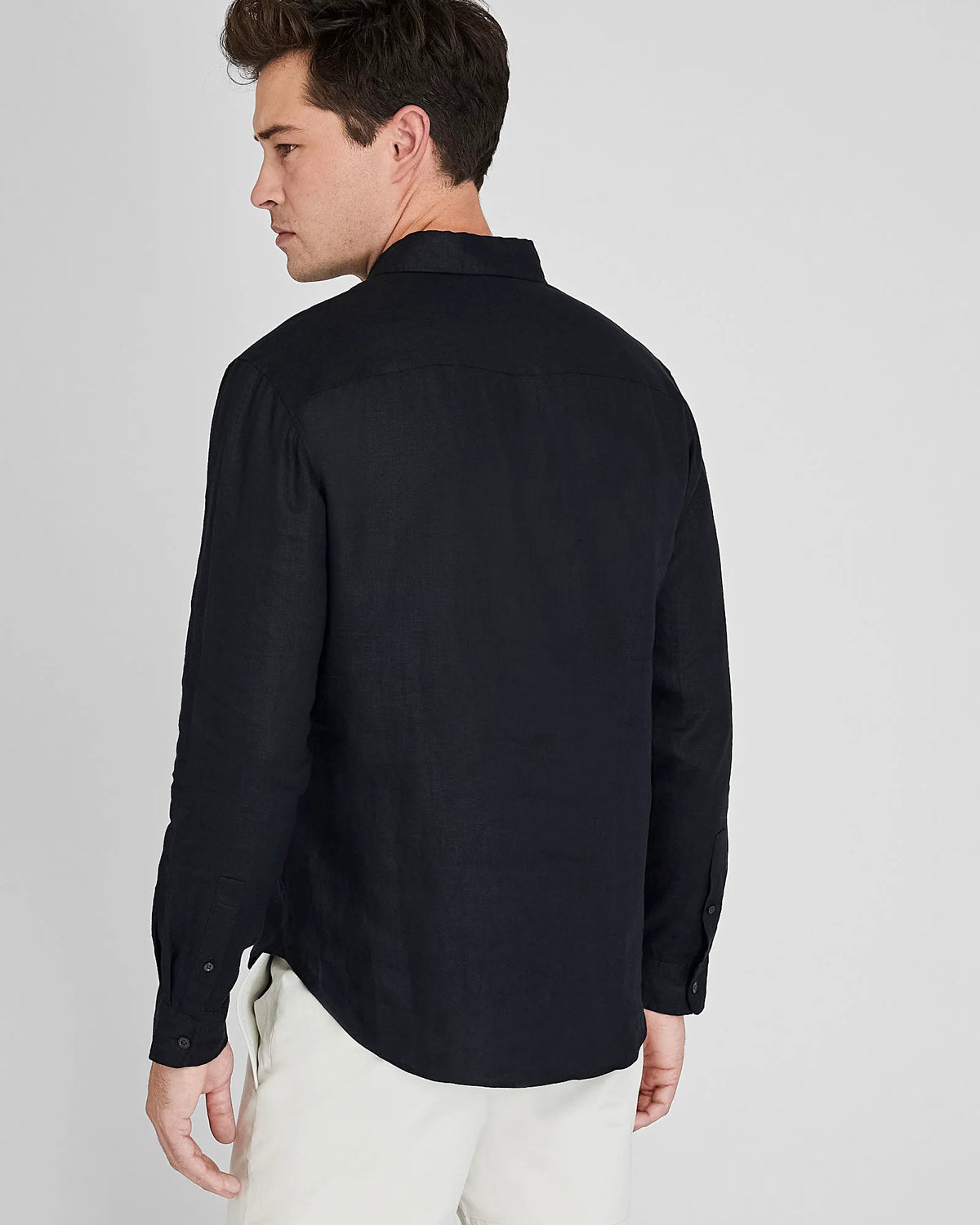 Long-Sleeve Solid Linen Shirt