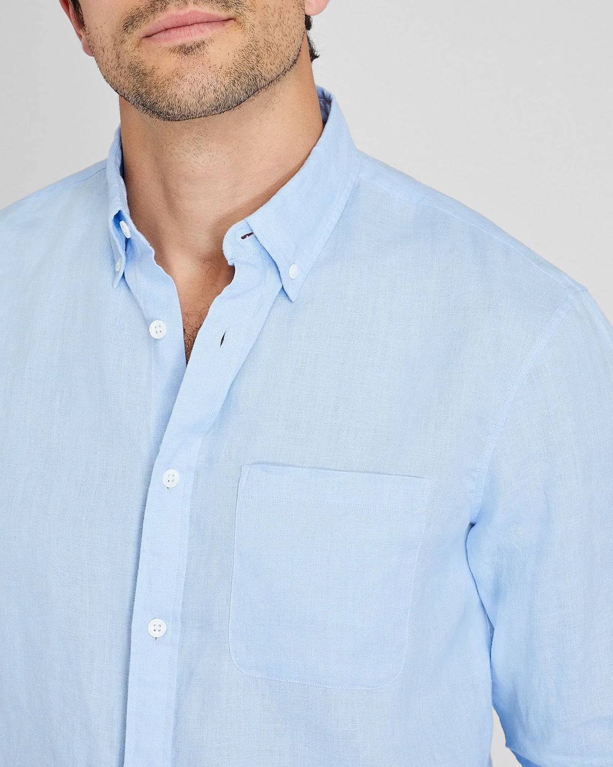 Long-Sleeve Solid Linen Shirt
