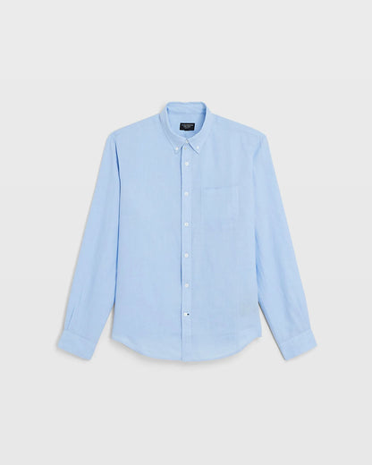 Long-Sleeve Solid Linen Shirt