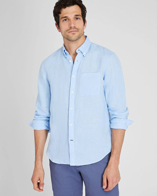 Long-Sleeve Solid Linen Shirt