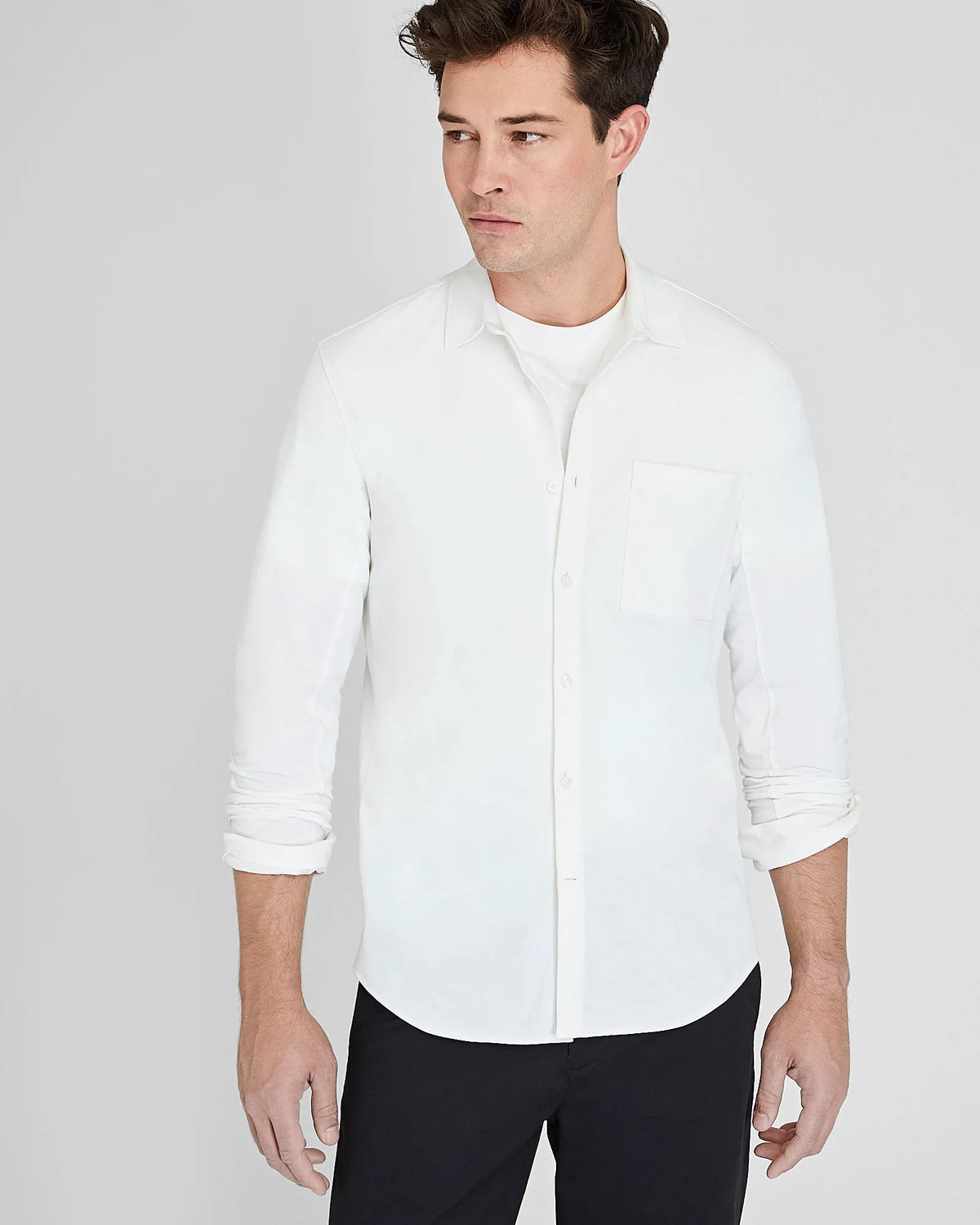Long Sleeve Pique Oxford Knit Shirt