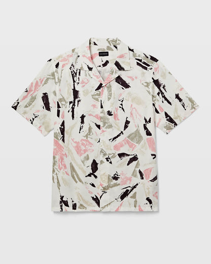 Short Sleeve Camp Collar Block Print Shirt